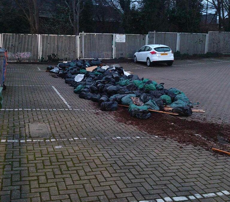 Fly-tipping incident behind industrial estate