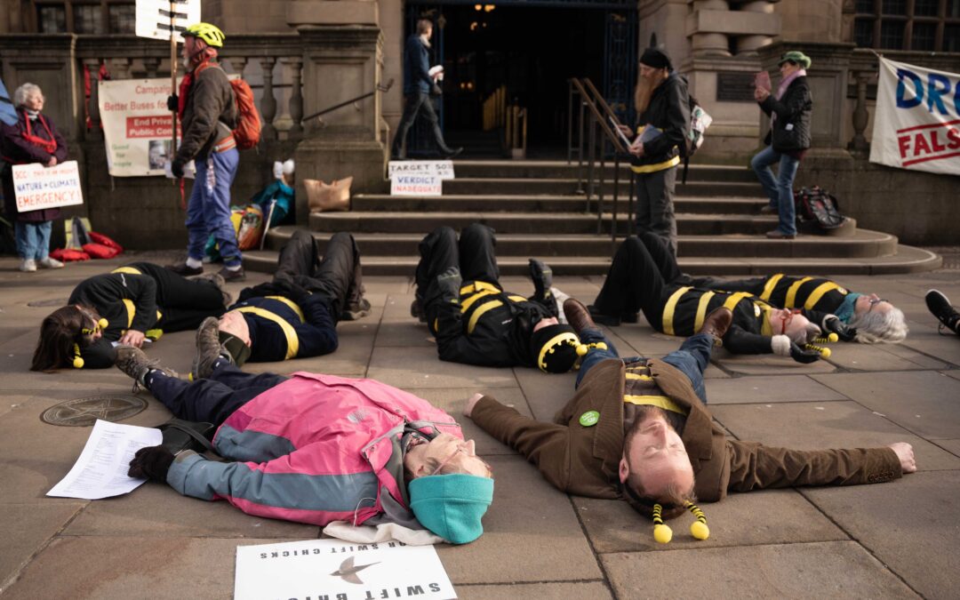 Extinction Rebellion protest against the council’s progress to meet emission reduction targets