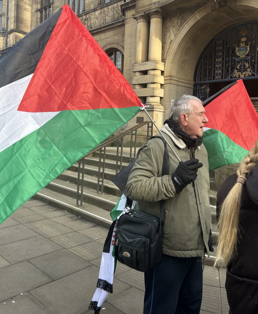 One of the protestors taking part in #standforgaza