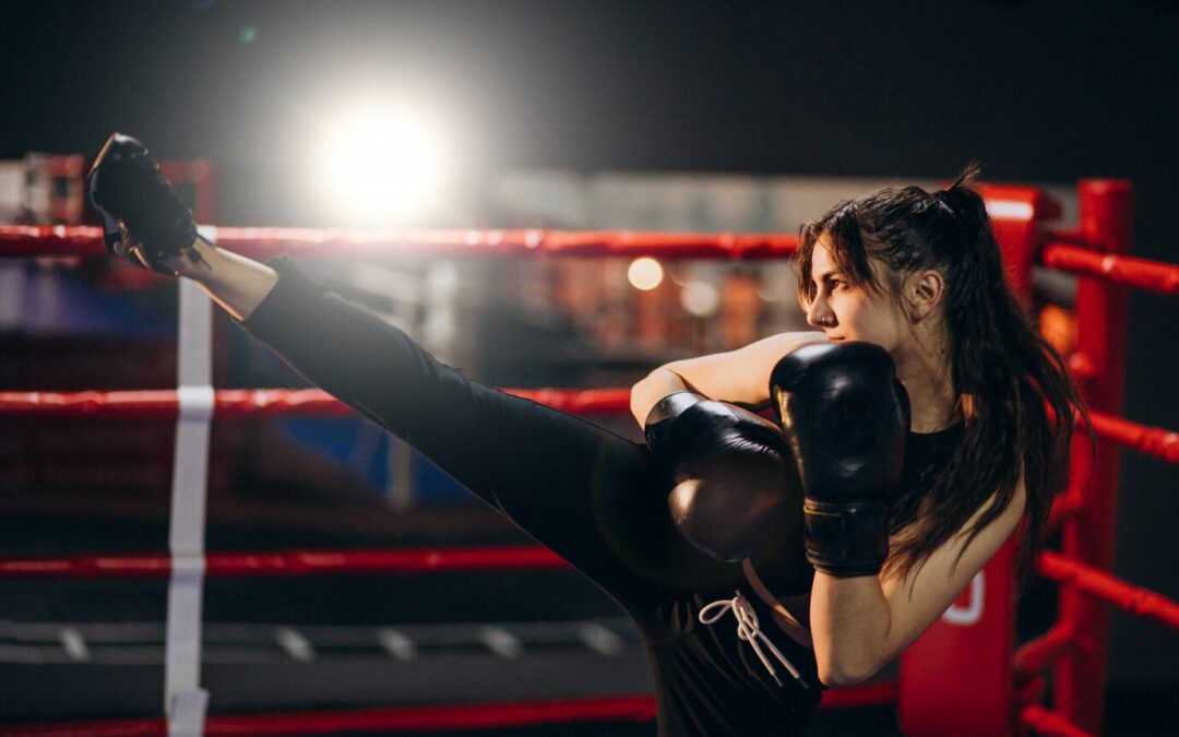 image of a woman in kickboxing