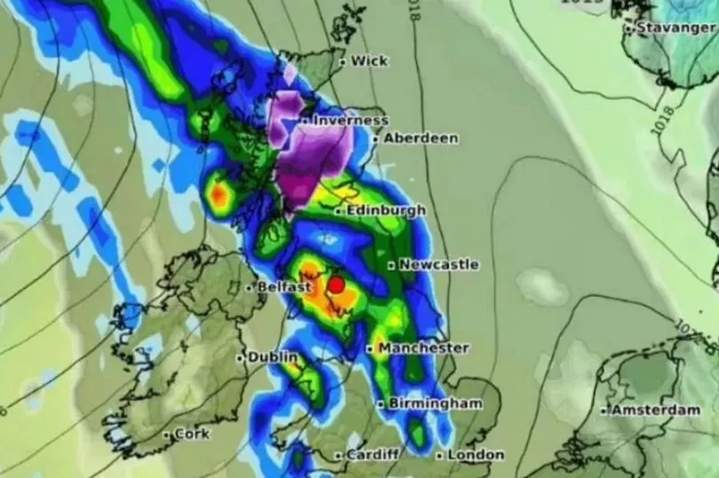 BREAKING NEWS: UK weather maps turn purple as heavy rain and snowfall forecast this weekend