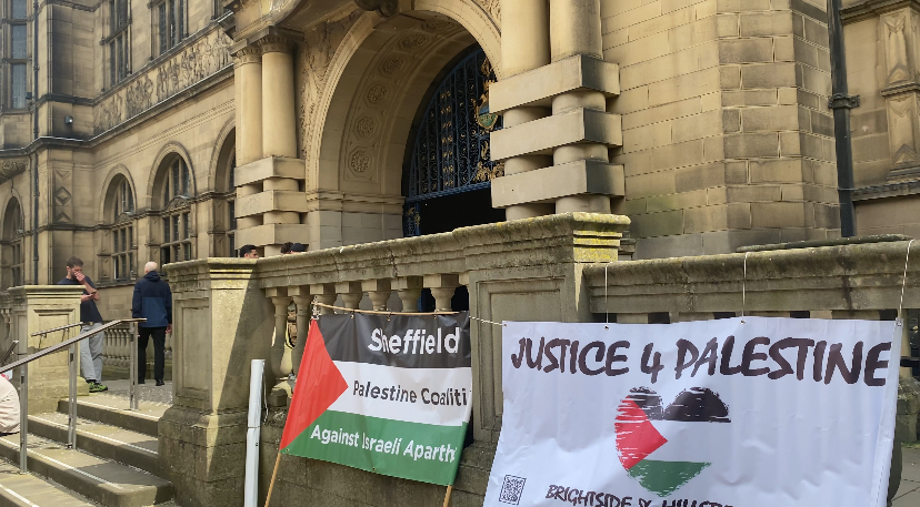 Watch: Pro Palestine protest outside Sheffield Town Hall as new Lord Mayor sworn in