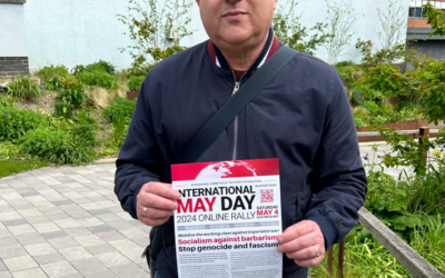 Protesters commemorate May Day over rising Middle East tensions