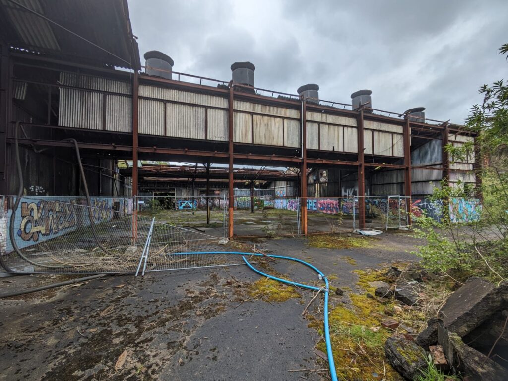 Derelict factory with some left over waste