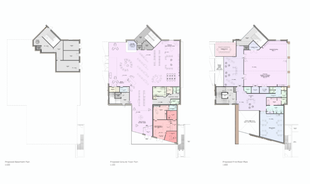 An image of the proposed floor plan of the new library.