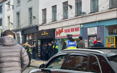 Heavy police presence at city centre bar as rival derby fans clash