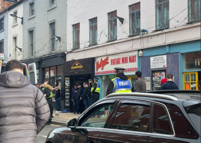 Heavy police presence at city centre bar as rival derby fans clash