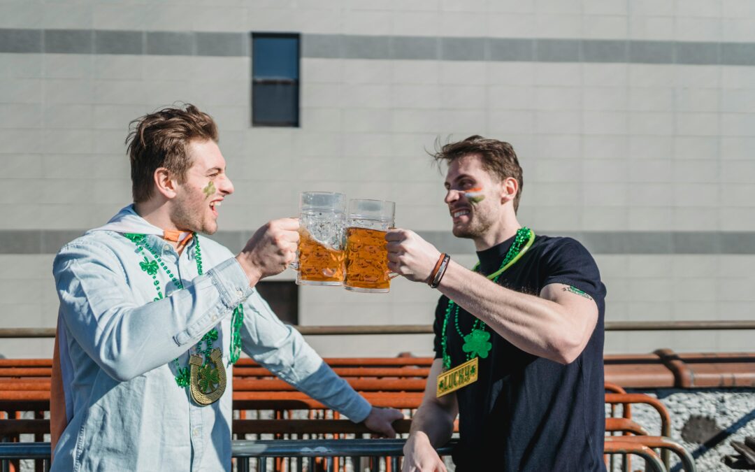 Two guys drinking beer