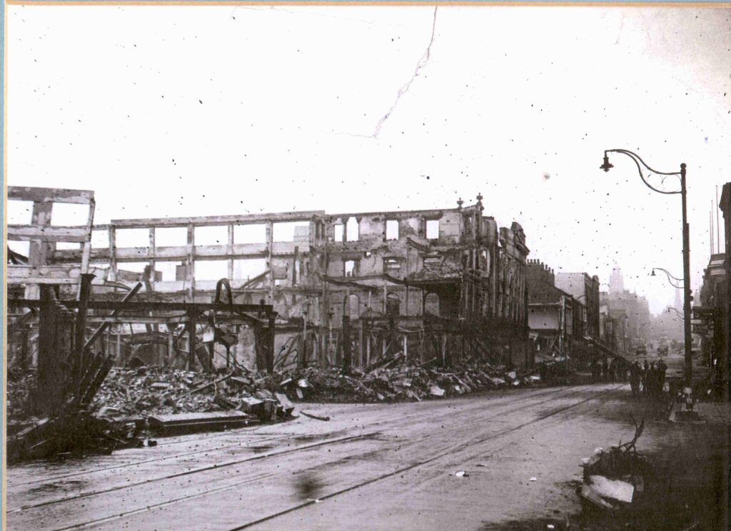 A photo of the damage sustained by Atkinsons department store in the Sheffield Blitz.