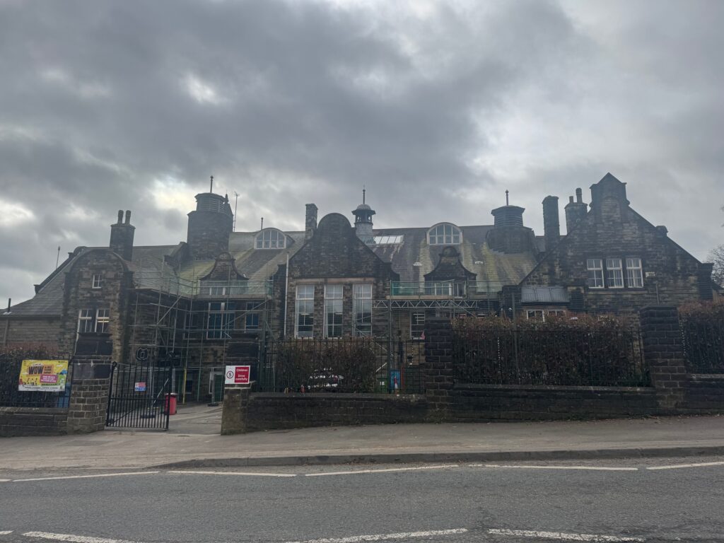 The front of Carterknowle Junior School which has scaffolding on it