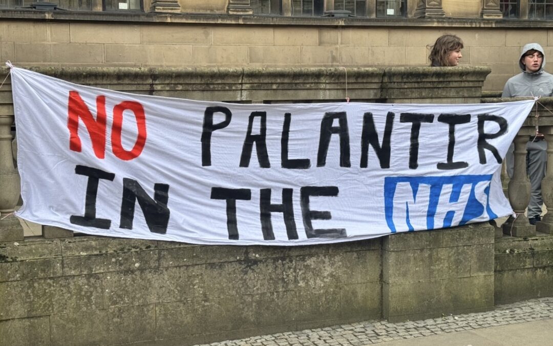 A banner at the demonstration