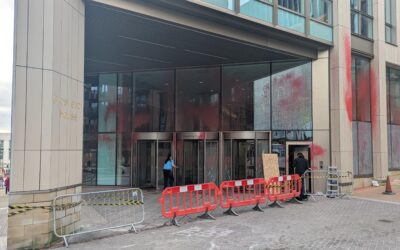 Police investigation still ongoing after HSBC office targeted by masked vandals