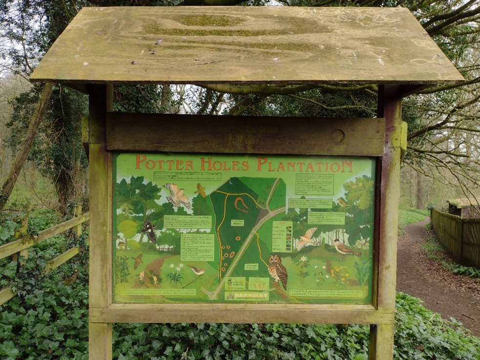 Potter Holes Plantation Information Board, Penistone East - before improvements