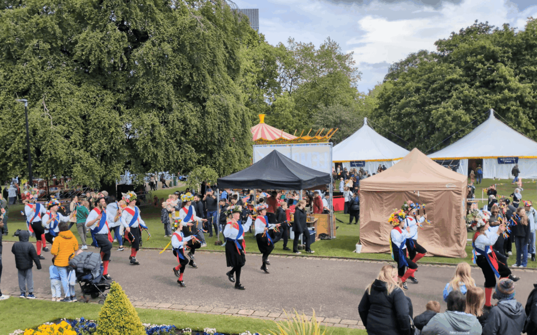 Morris dancers performing at Western Park Fayre