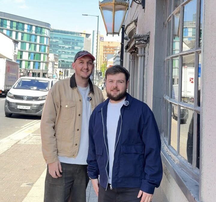 Joe Rugg and David Savereux are stood outside of the Albion