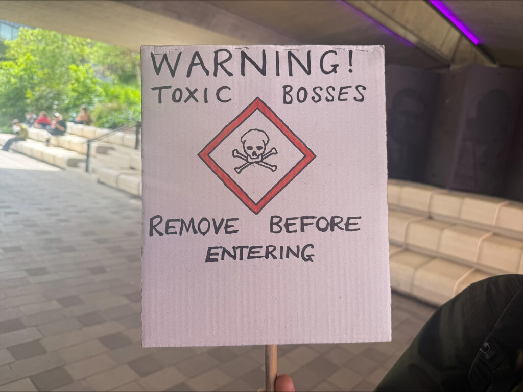 A UCU picketer's placard.  